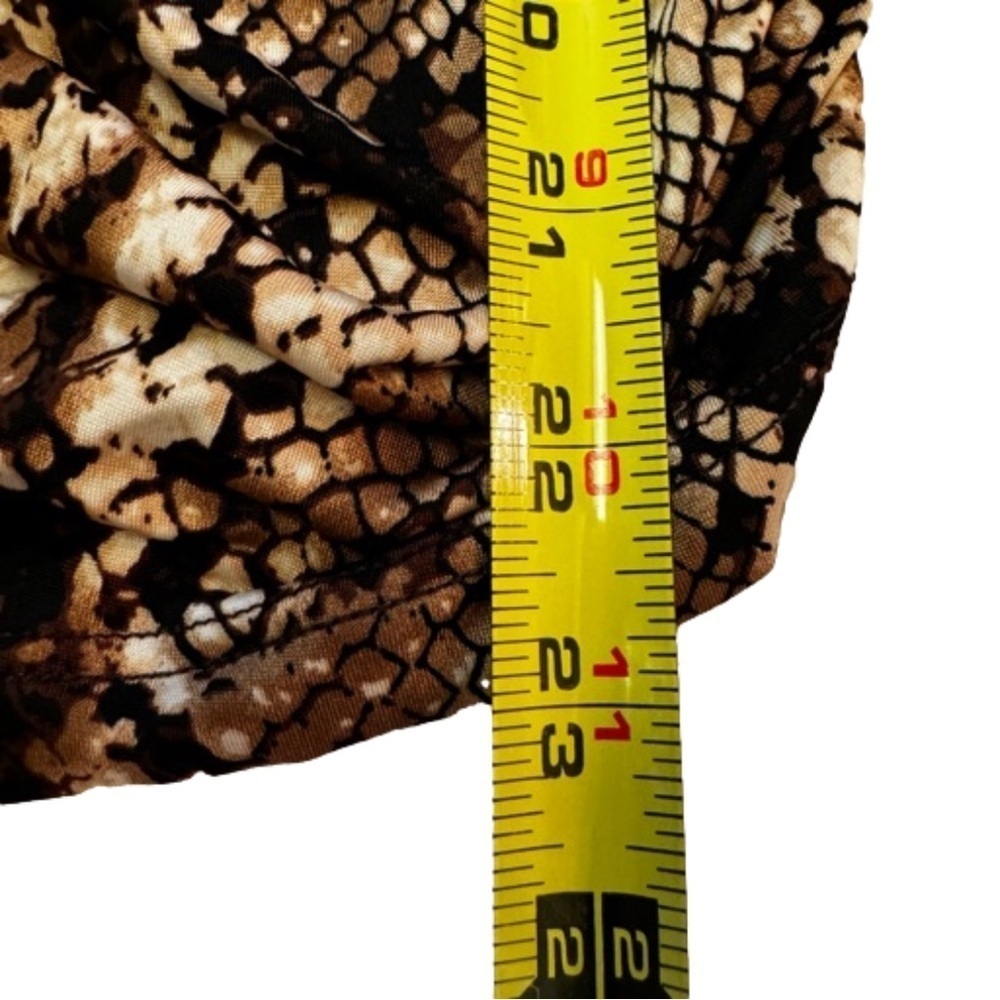 Body Central Brown Snakeskin Print 3/4 Sleeve Top Shirt Tee Size Small Ruching - Picture 8 of 11